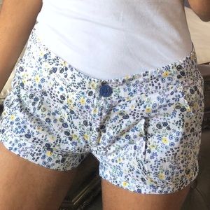 BCBG White High Waisted Shorts Floral Print